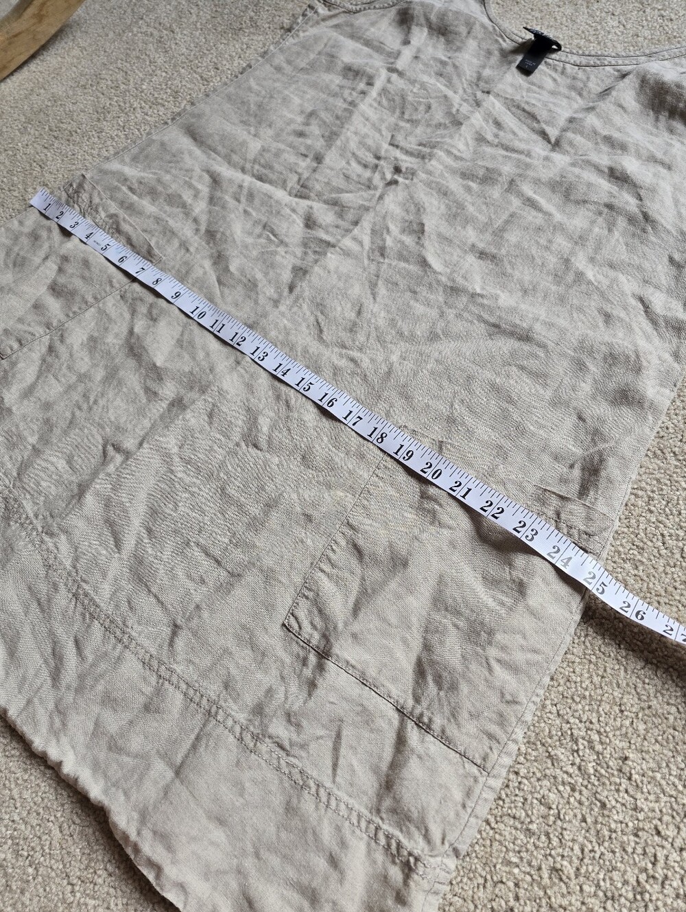 Eileen Fisher Natural Oatmeal Organic Linen Tunic Dress With Pockets Size Large - Picture 6 of 10